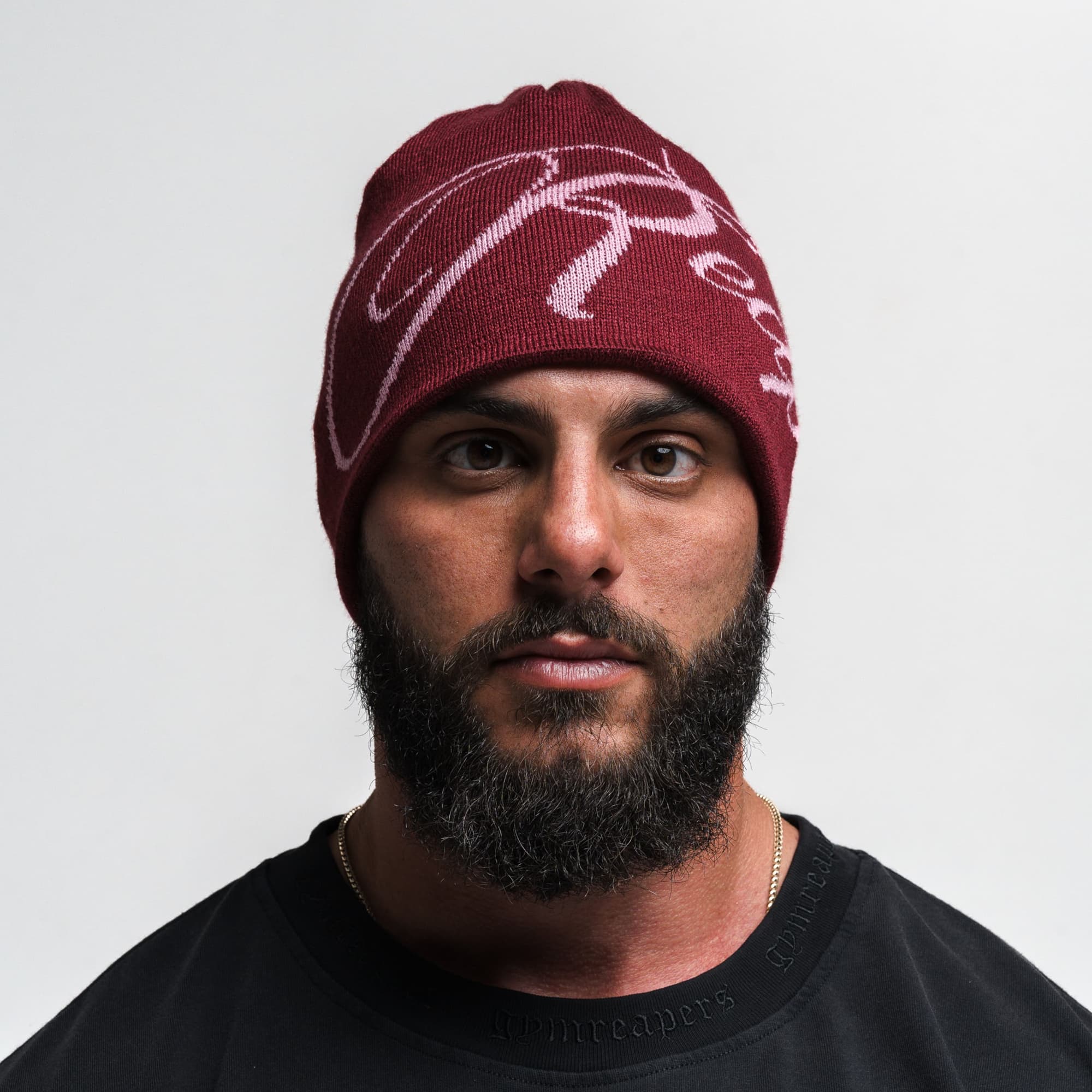 Reapers Skull Cap Beanie - Maroon/Pink - Image 2